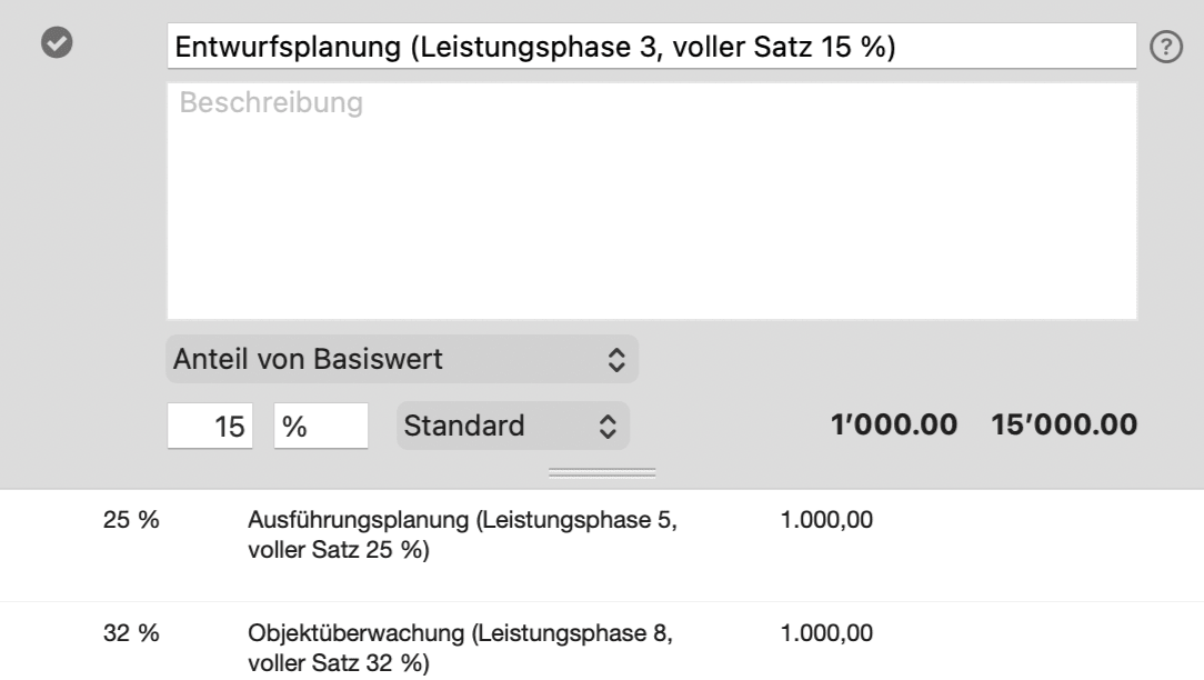 Dynamische Position «Anteil von Basiswert» mit Prozentsatz als Menge