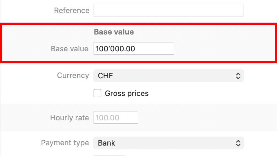Base value field in the document info