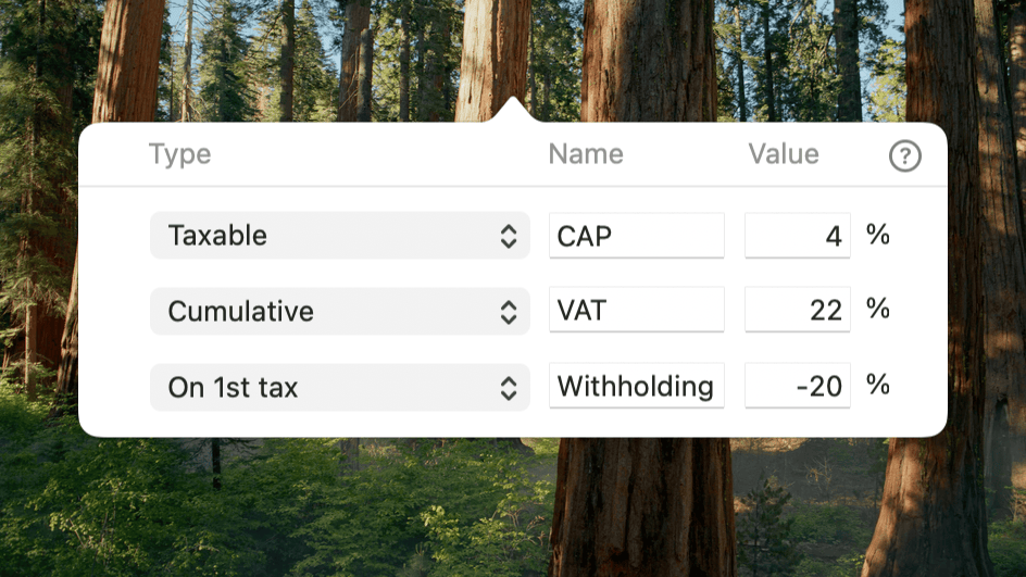 Tax rule with cassa, IVA and ritenuta in GrandTotal