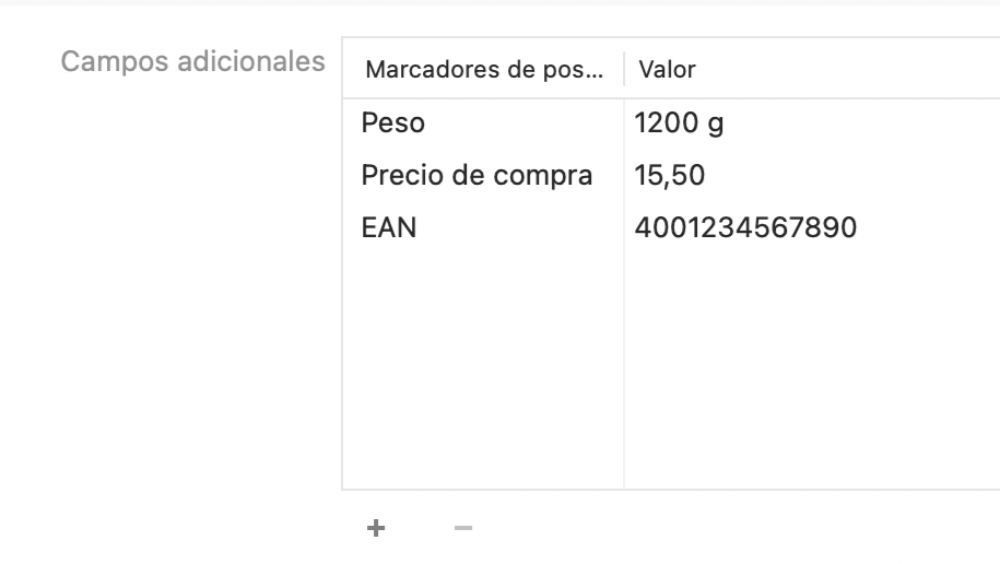 Campos adicionales en GrandTotal