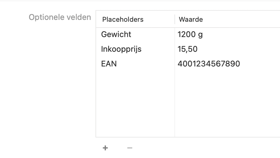 Optionele velden in GrandTotal