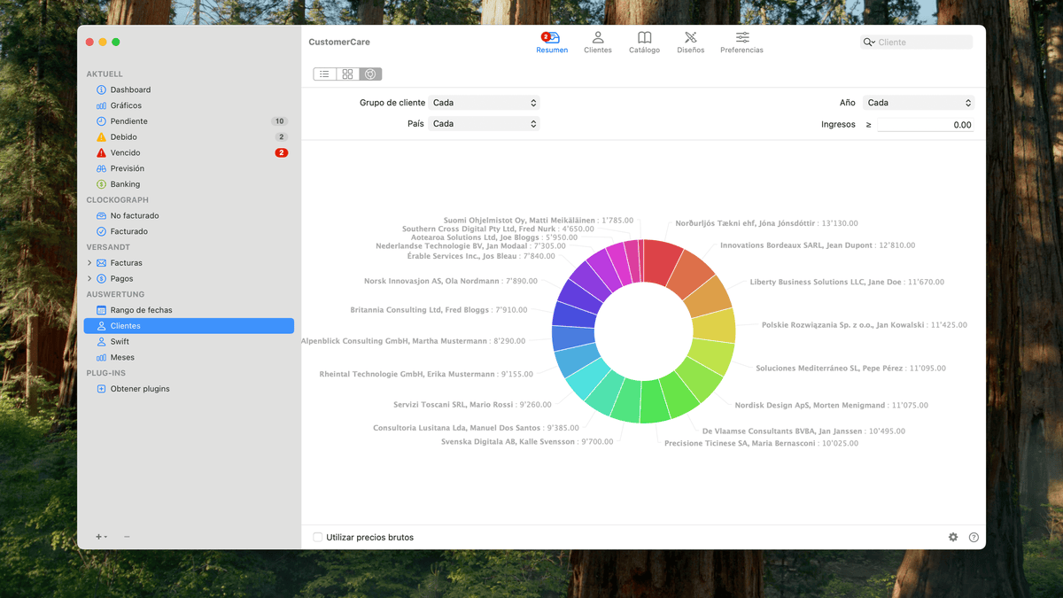 Vista general de clientes GrandTotal