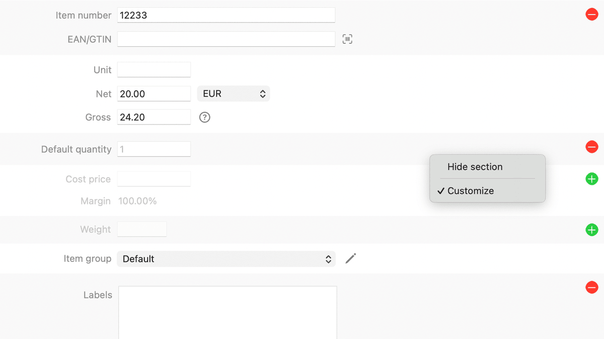 GrandTotal Katalog anpassen - Felder ein- und ausblenden