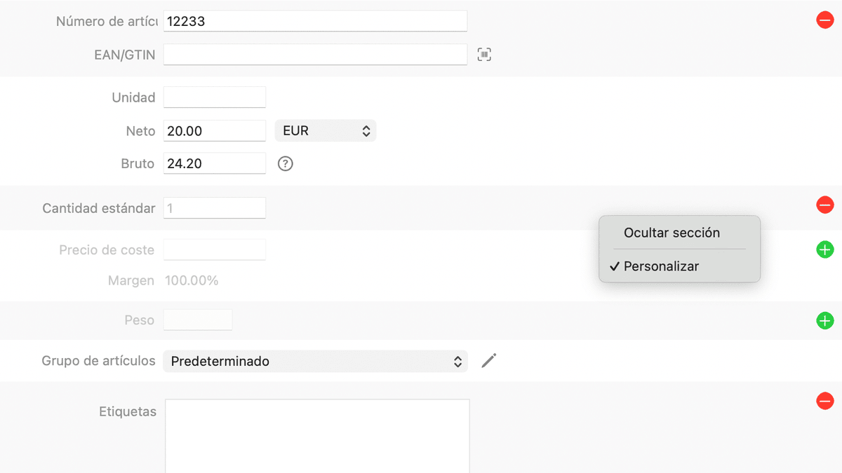 GrandTotal Katalog anpassen - Felder ein- und ausblenden