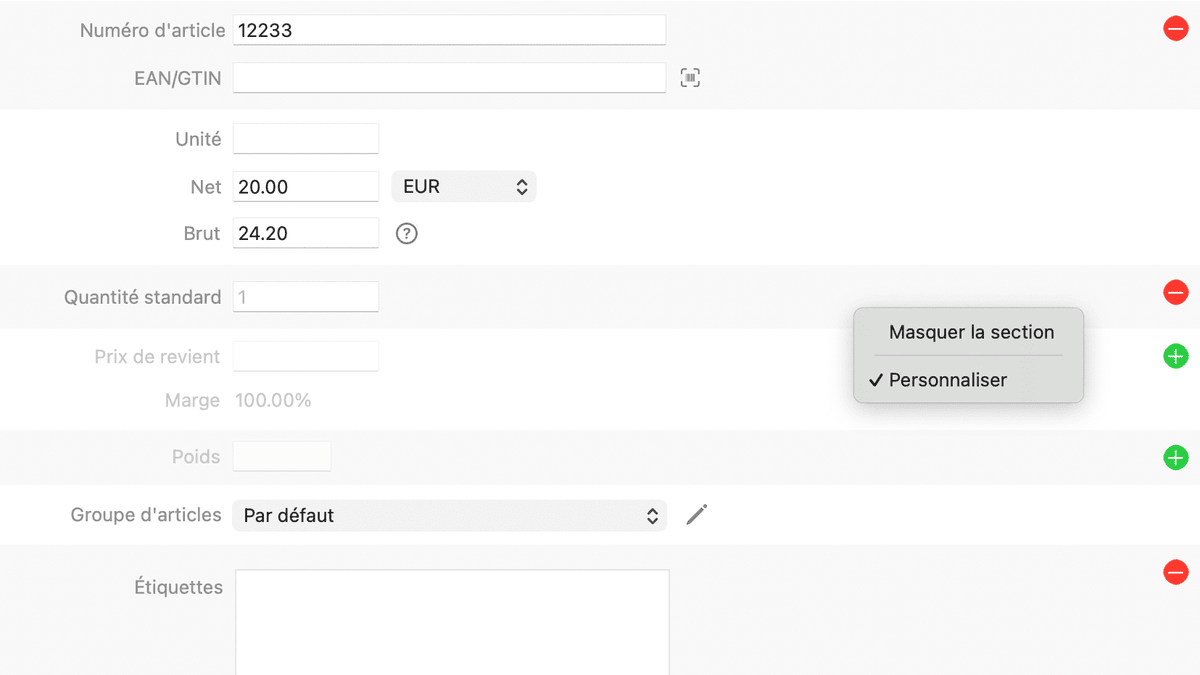 GrandTotal Katalog anpassen - Felder ein- und ausblenden