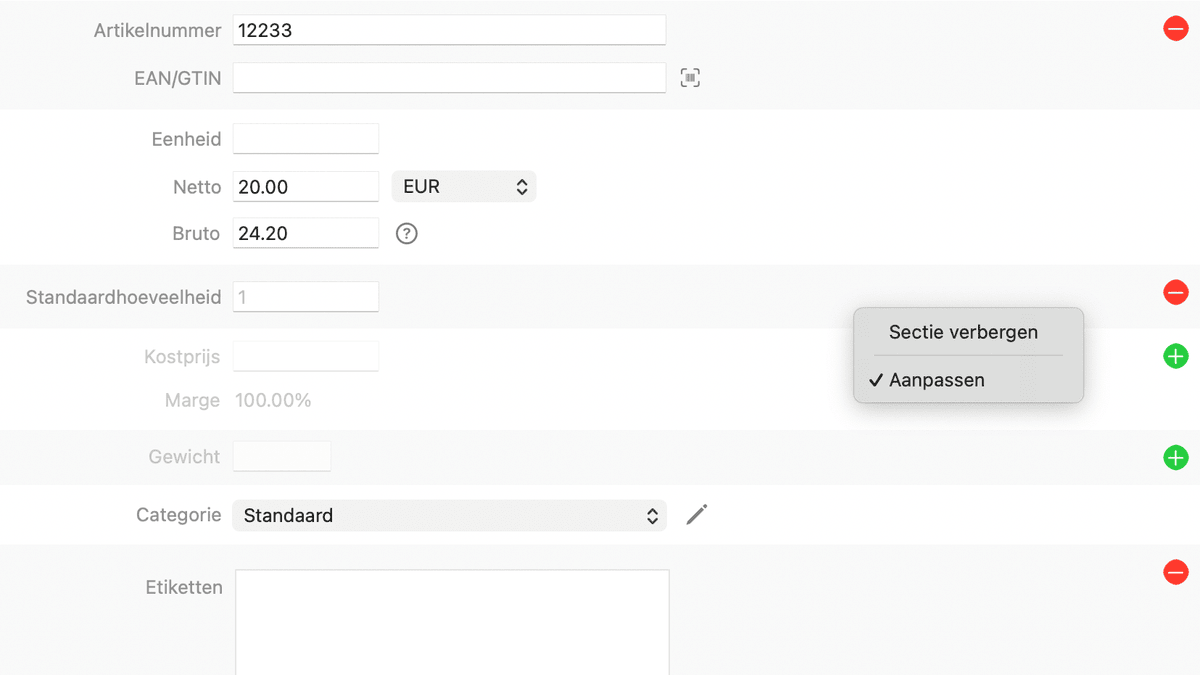 GrandTotal Katalog anpassen - Felder ein- und ausblenden