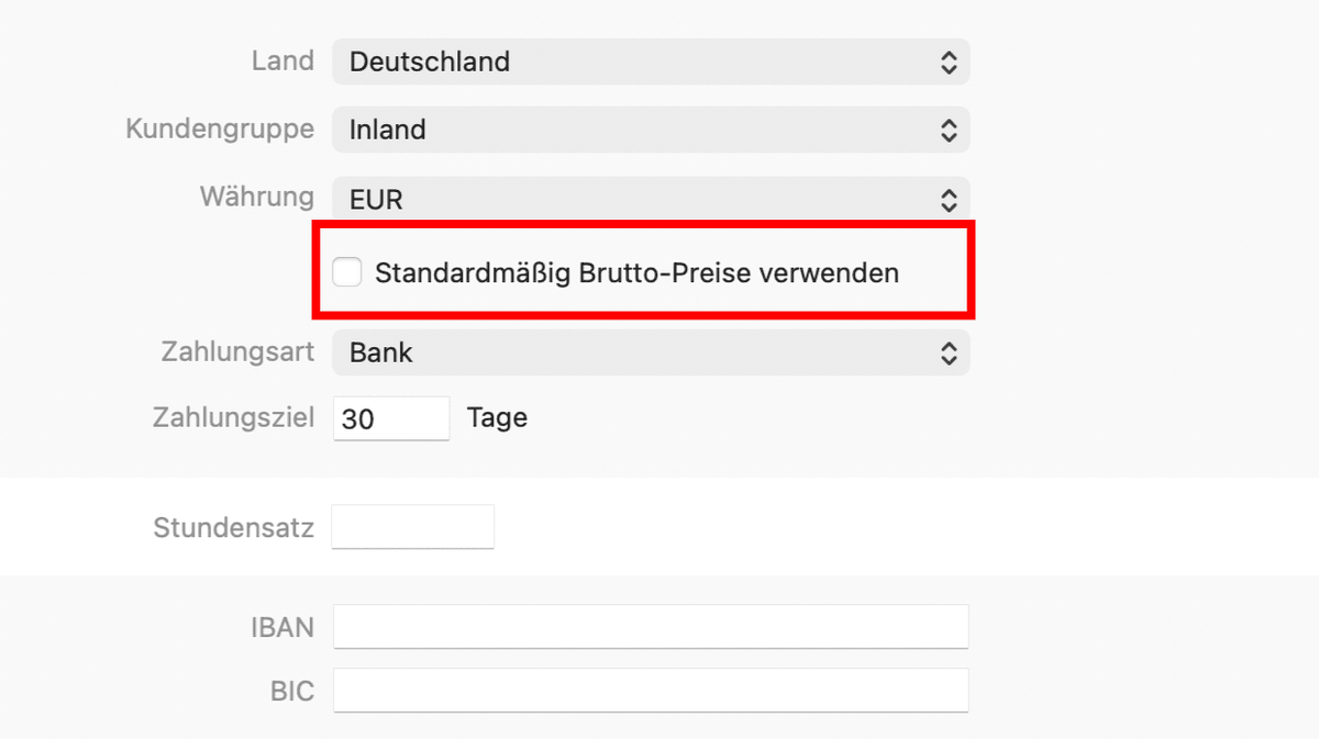 Brutto/Netto Umschalter in GrandTotal