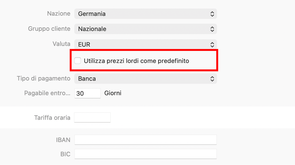 Interruttore lordo/netto in GrandTotal