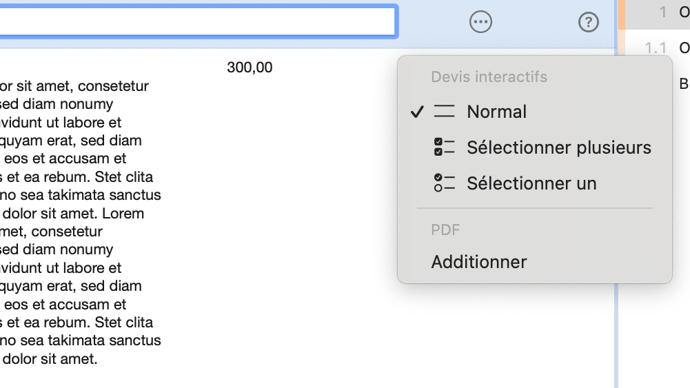 Sélectionner les options