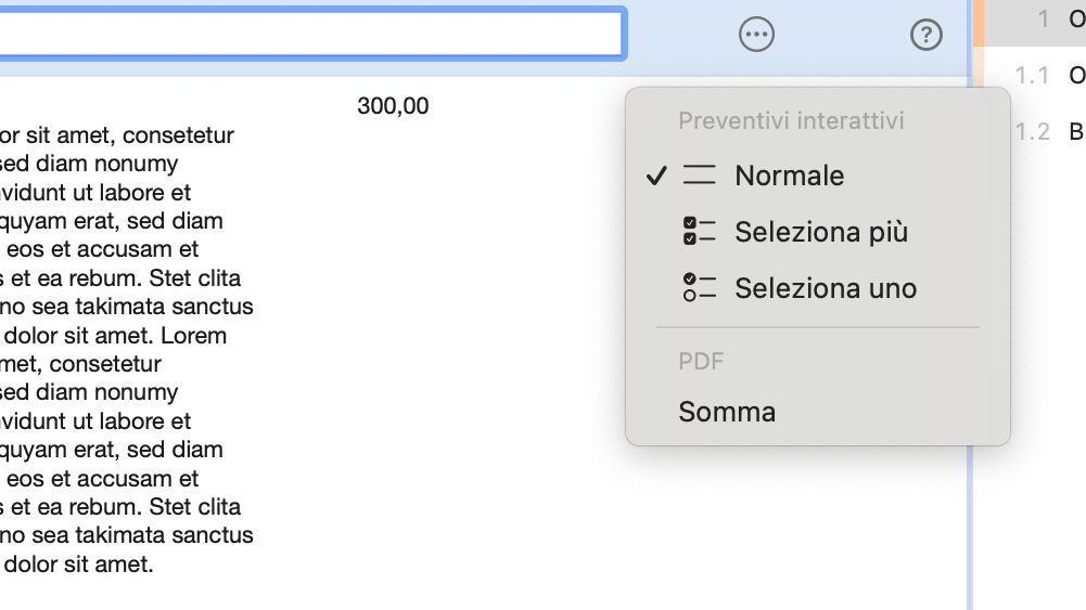 Selezionare le opzioni