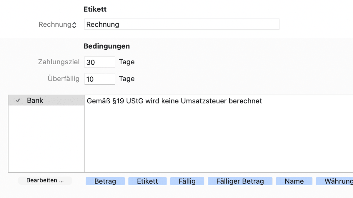 Hinweistext bei den Bedingungen einfügen