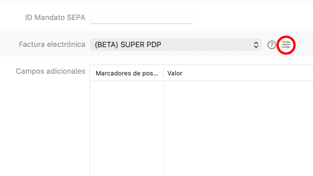 Selecting SuperPDP in the client master data