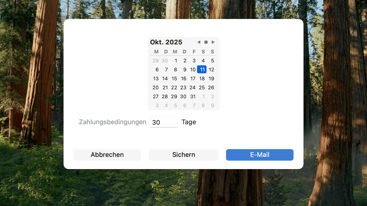 Zahlungsziel 30 Tage in GrandTotal