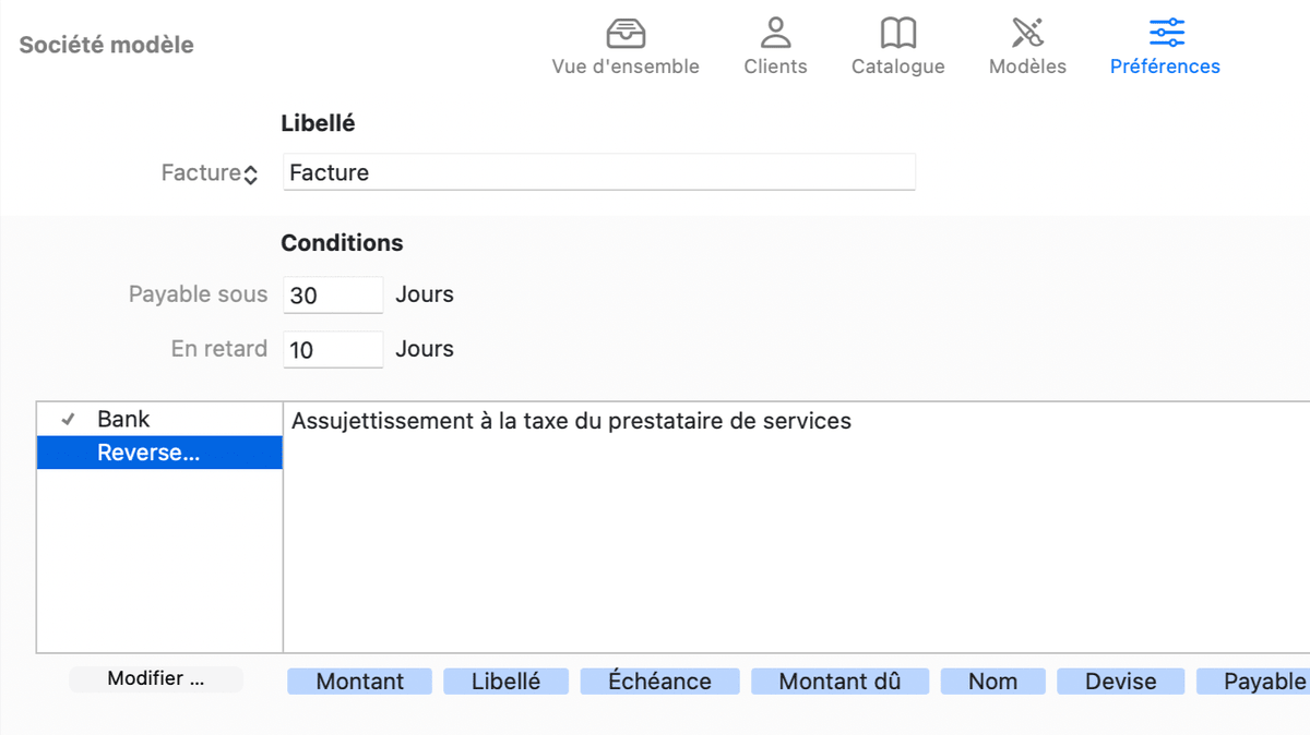 Paramètres Reverse Charge dans GrandTotal