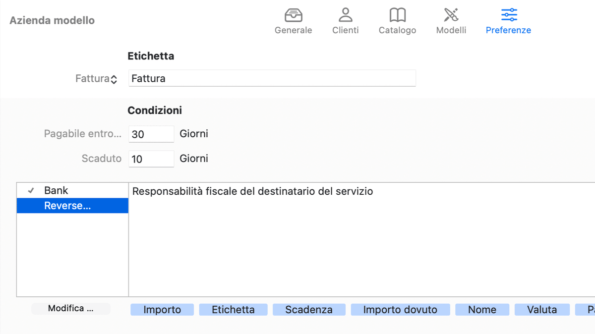 Impostazioni Reverse Charge in GrandTotal