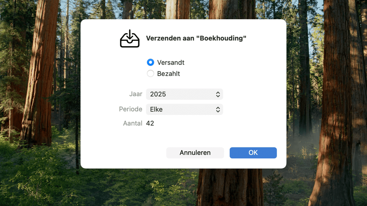 Verzenden naar Boekhouding
