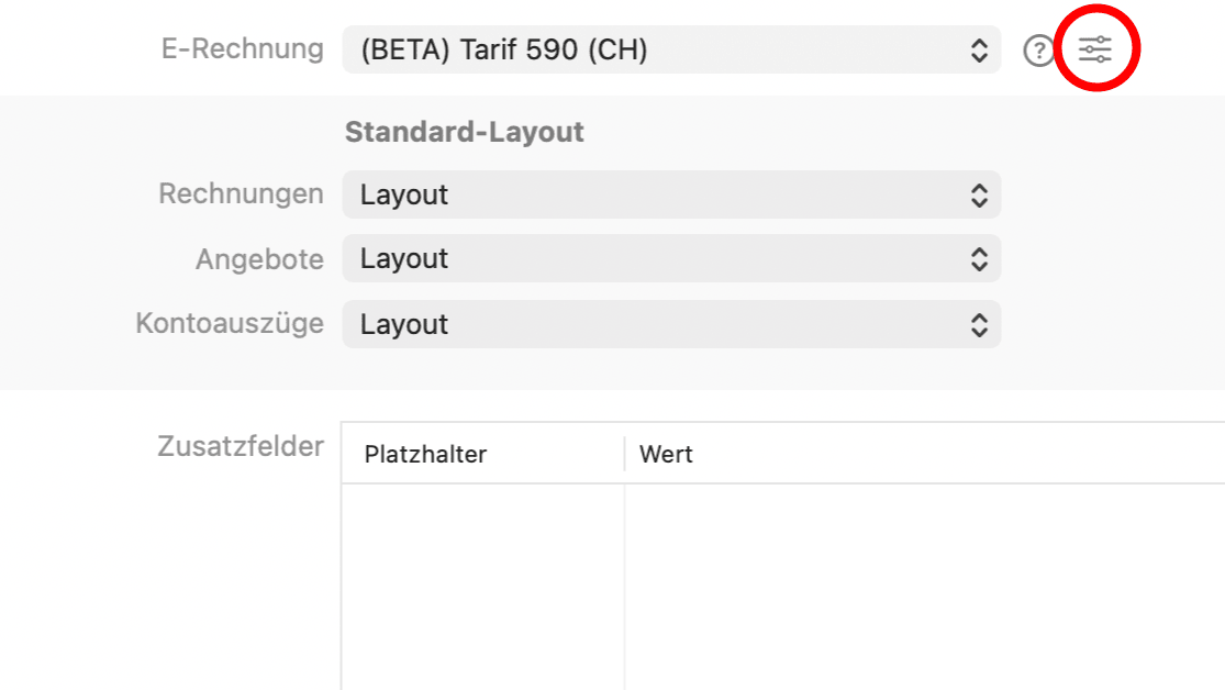 Tarif 590 beim Kontakt unter E-Rechnung auswählen