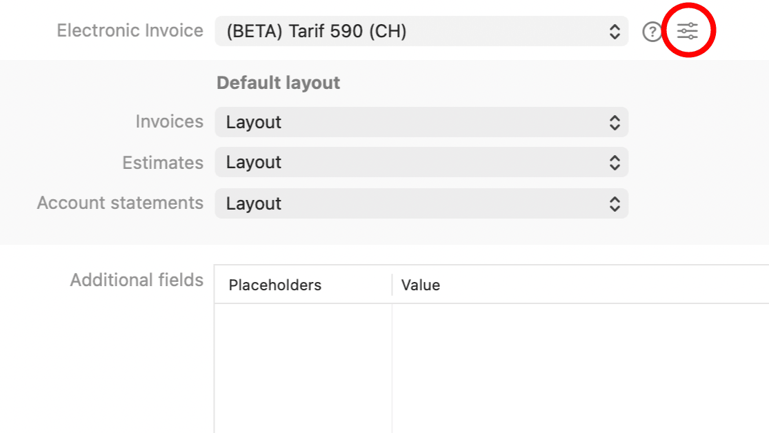 Choosing Tariff 590 under E-Invoice in the contact