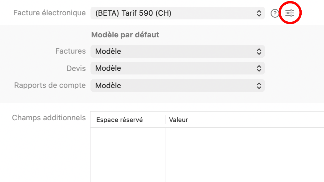Choisir Tarif 590 sous E-facture dans le contact