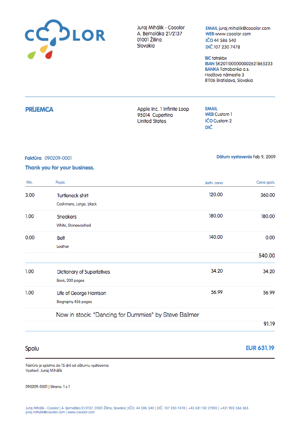 GrandTotal invoice layout template 2