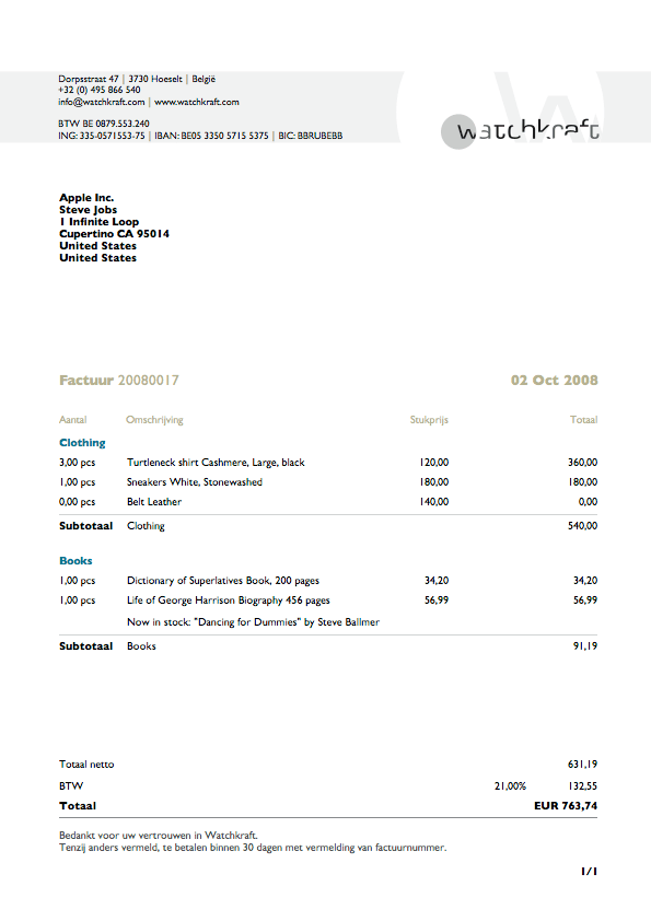 GrandTotal invoice layout template 3