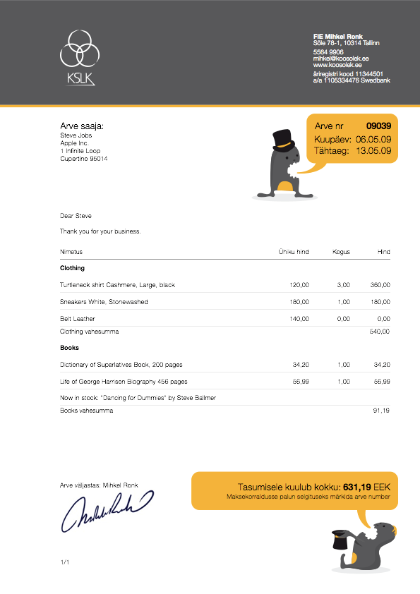GrandTotal invoice layout template 5