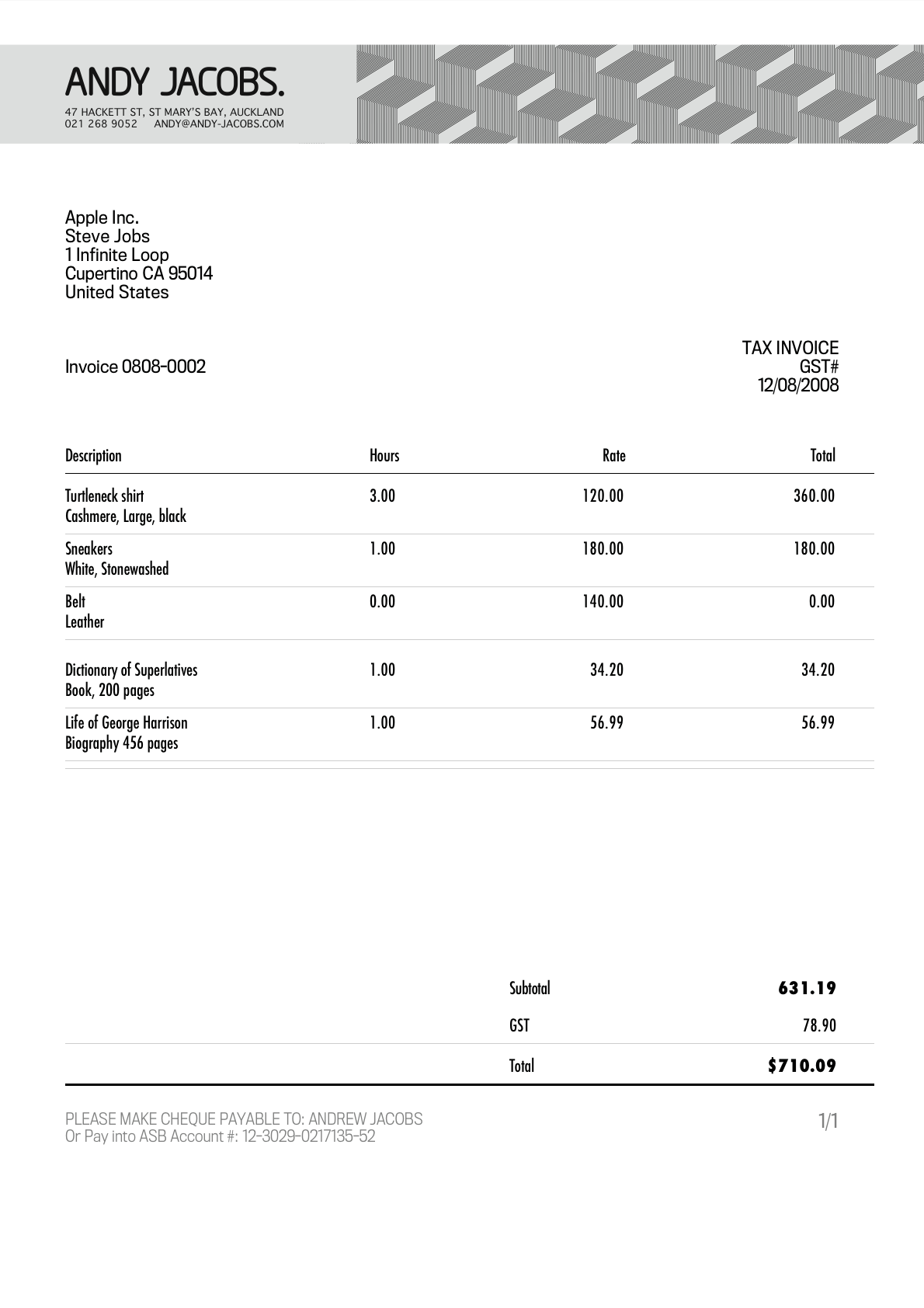 GrandTotal invoice layout template 4